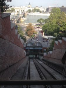 a train tracks going down a hill