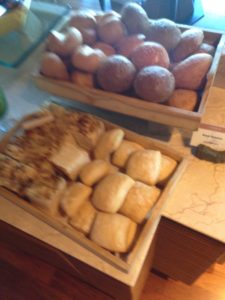 a trays of bread and rolls