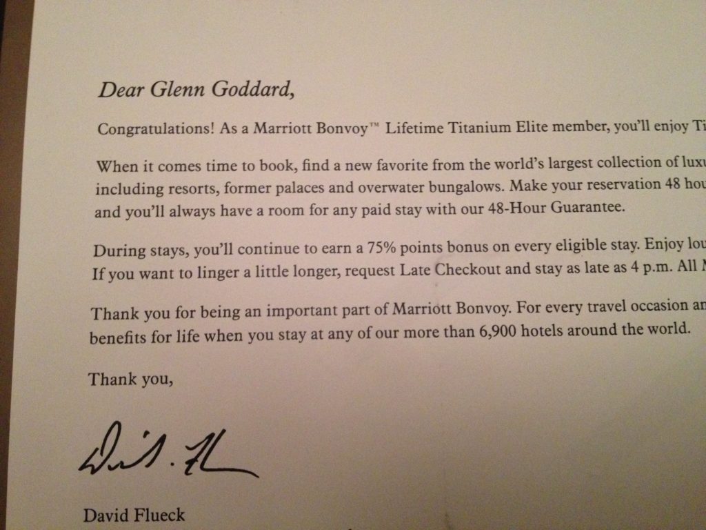 a letter from a hotel